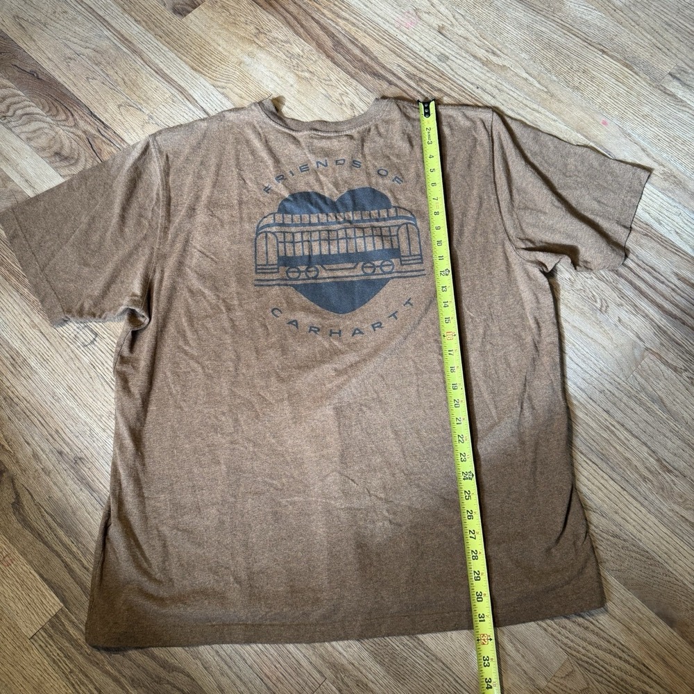Friends Of Carhartt Shirt Men XLarge Brown Pocket Tee Loose Baggy Fit Distressed - Picture 2 of 4